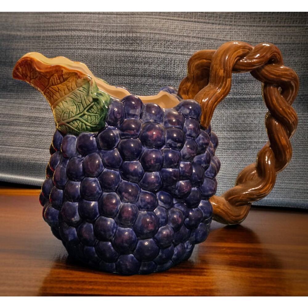 Fitz and Floyd Grape Arbor Collection Grape Pitcher 1988 Vintage 1.5 Quarts RARE